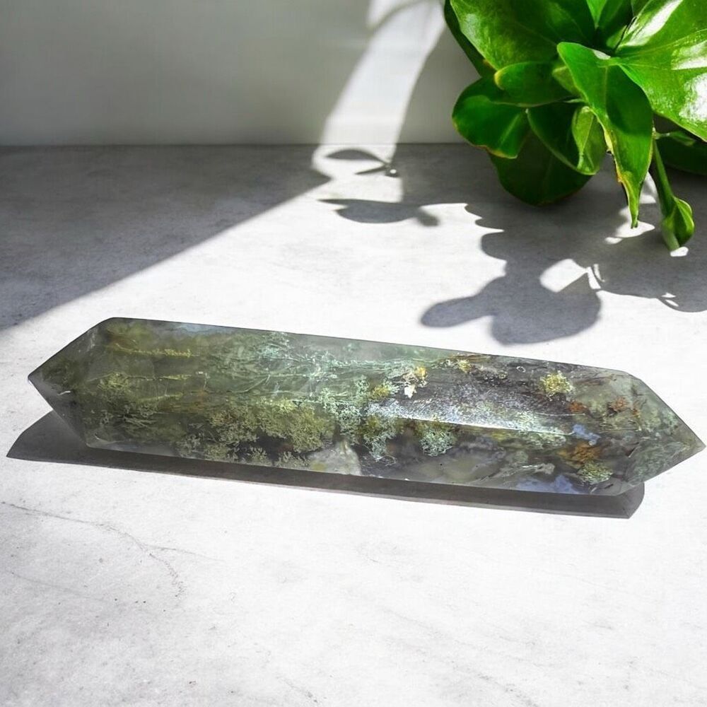 Moss‎ Agate Crystal Double Terminated Point